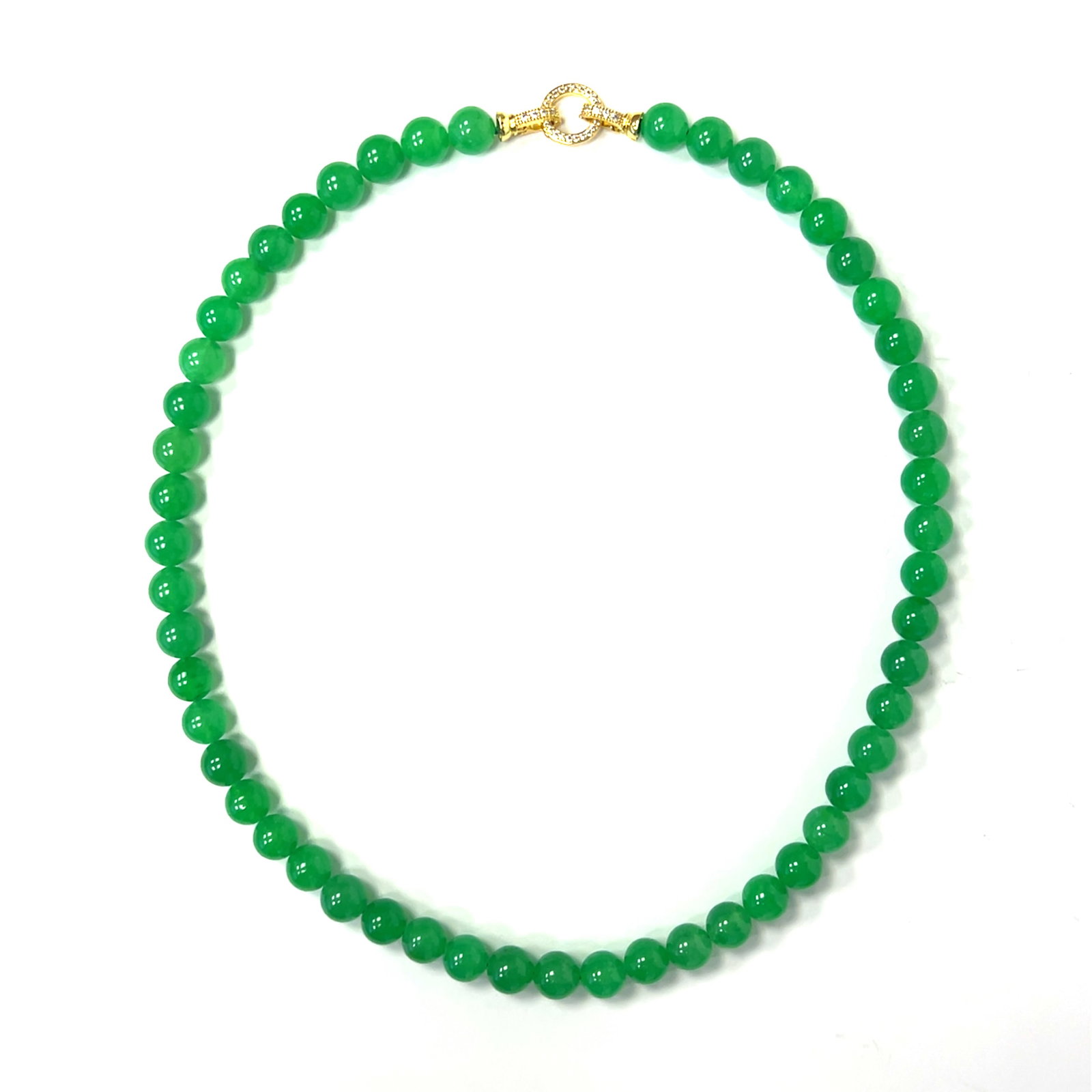 JADEITE NECKLACE: Jadeite necklace. D1.1 cm (x52)