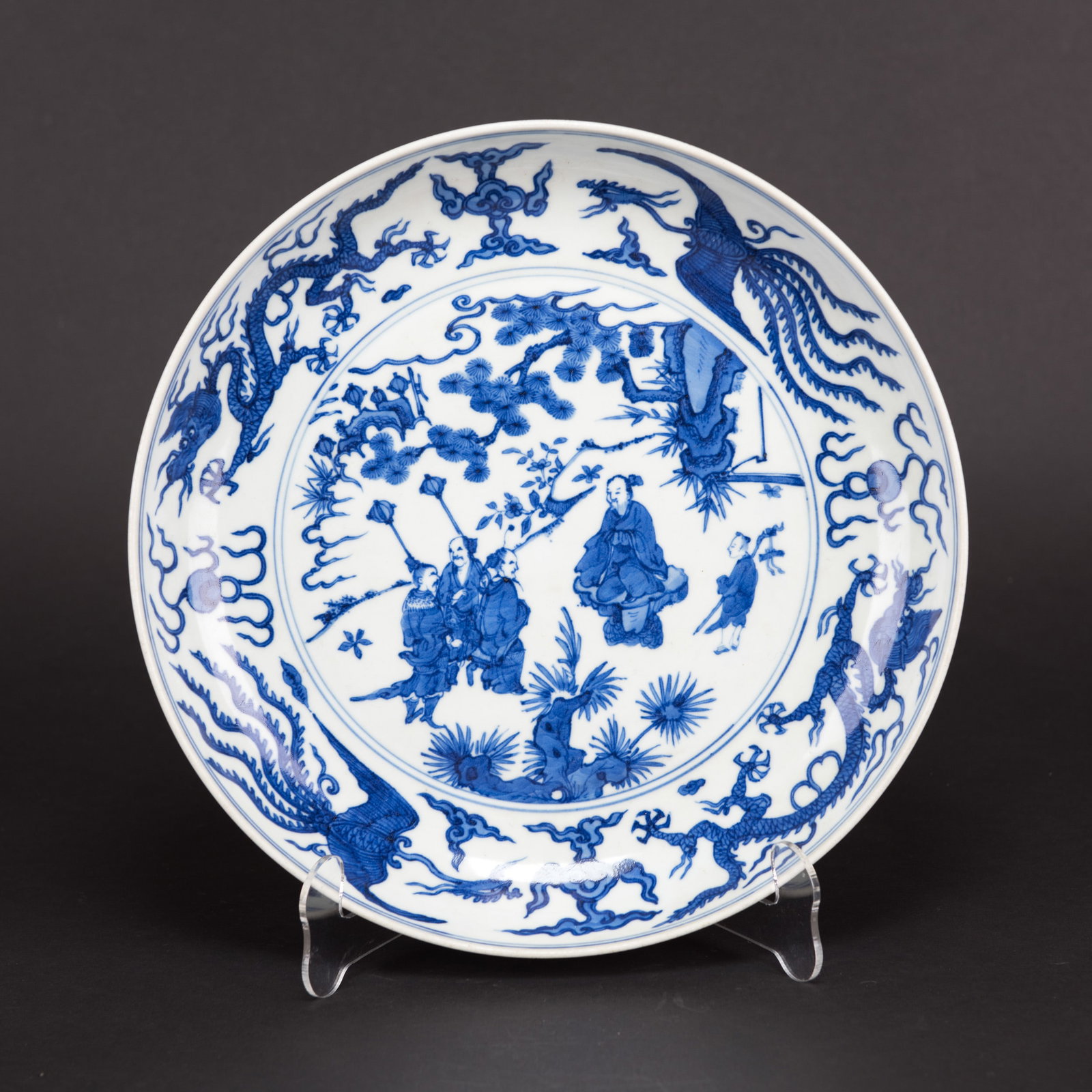 A CHINESE BLUE-AND-WHITE 'FIGURAL' DISH (1 of 8)