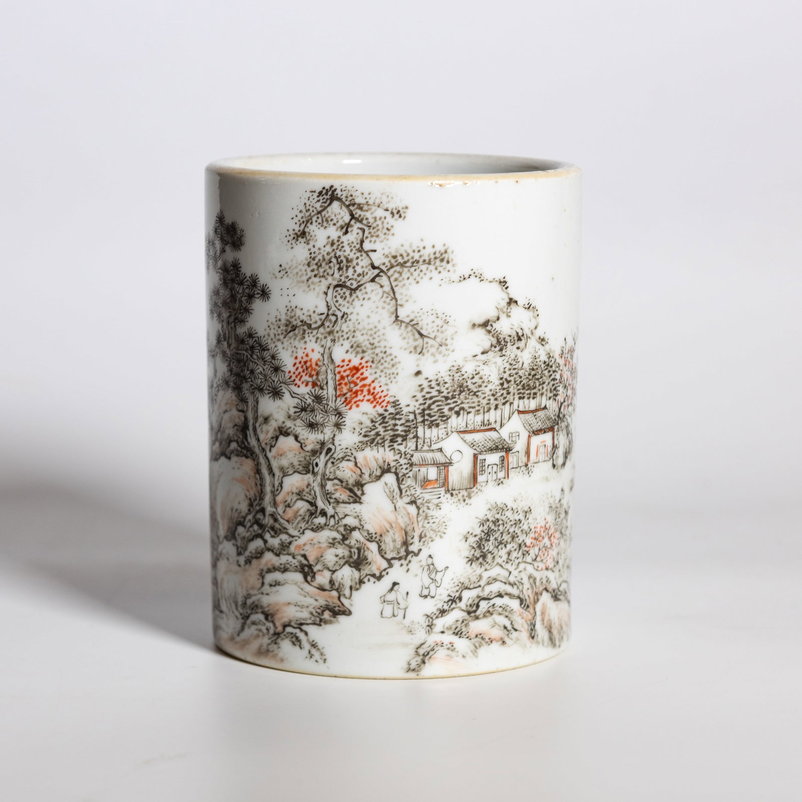 A GRISAILLE-DECORATED 'LANDSCAPE' BRUSH POT (1 of 7)