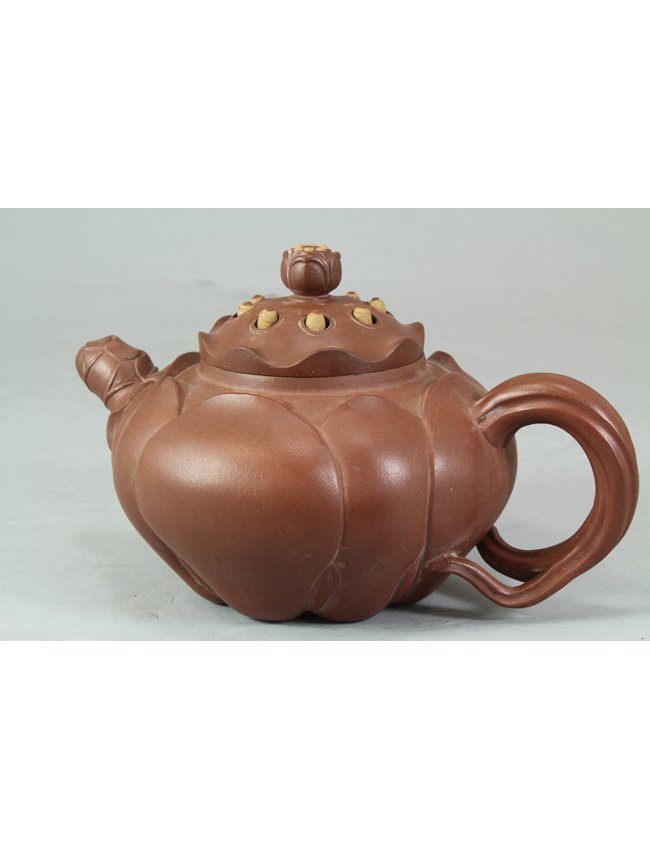 Chinese Clay Teapot from Renowned Artist : Chinese clay teapot from renowned artist Jiang Rong. Provenance: YiXing. Length 6" Height 5"