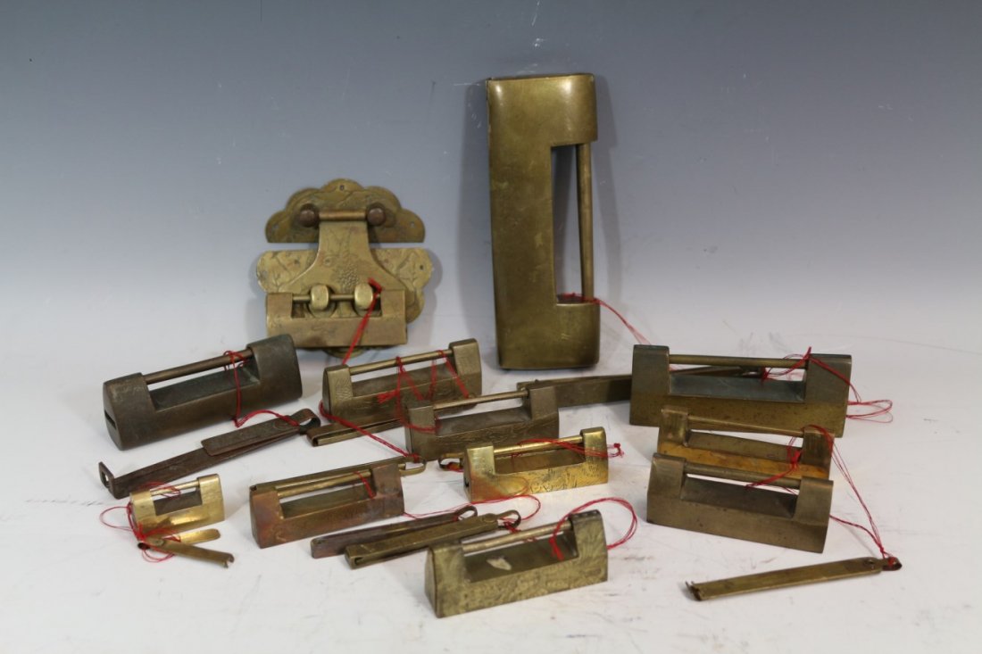 Assorted Chinese Bronze Locks: Assorted Chinese Bronze Locks, of various sizes.