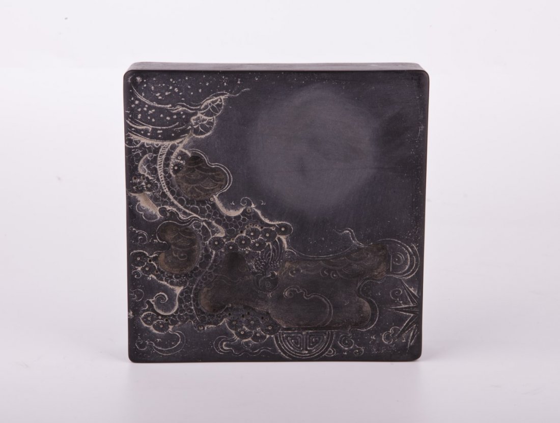 Chinese Inkstone: Chinese Inkstone of square-shaped. Length 5.25" Width 5.25" Height 1.25"