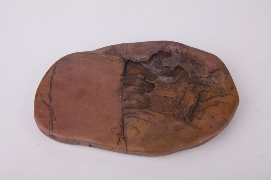 Carved Ink Stone: Carved Ink Stone also known Duan Yan Stone. Length 5.25" Width 8" Height 0.75"