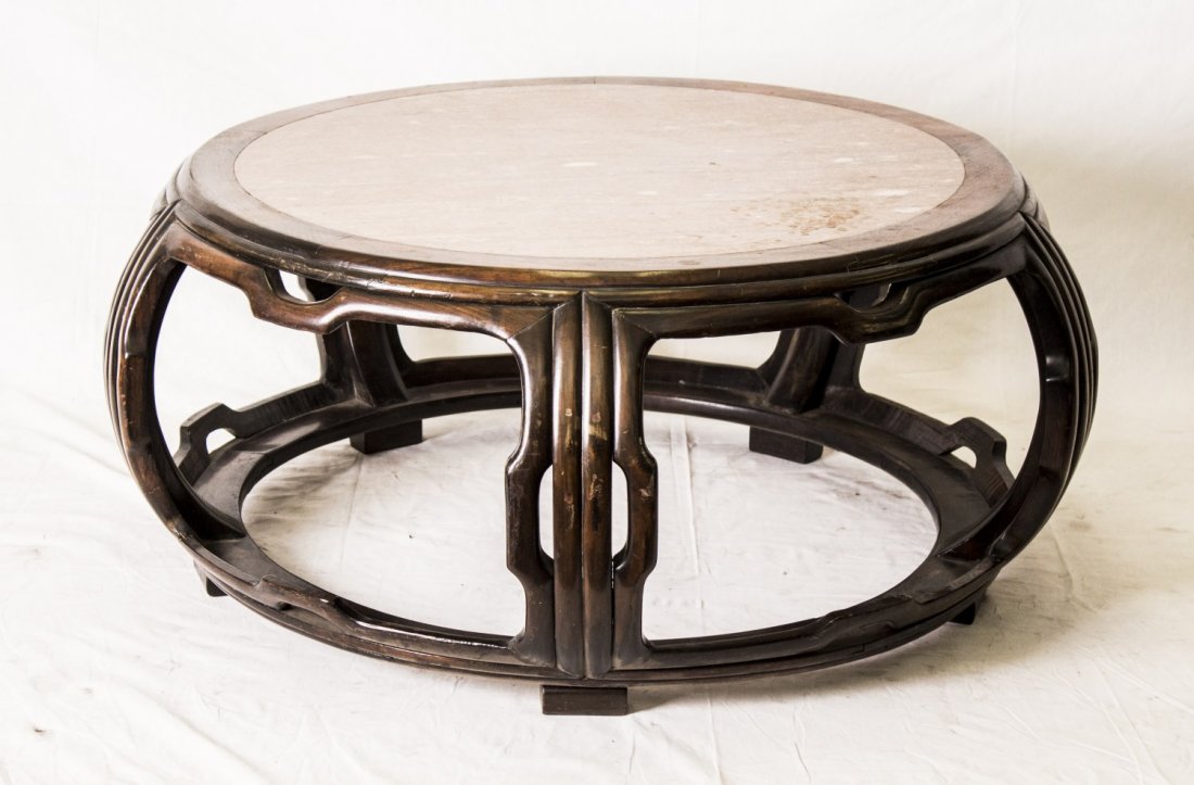 Chinese Round Kuartz Stone Stool: Chinese Round Stool with the kuartz stone surface. Diameter 37" Height 17"