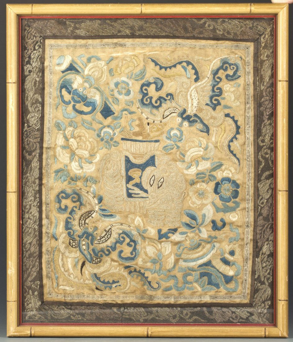Set of Three Chinese Embroidery with Frame. (1 of 3)