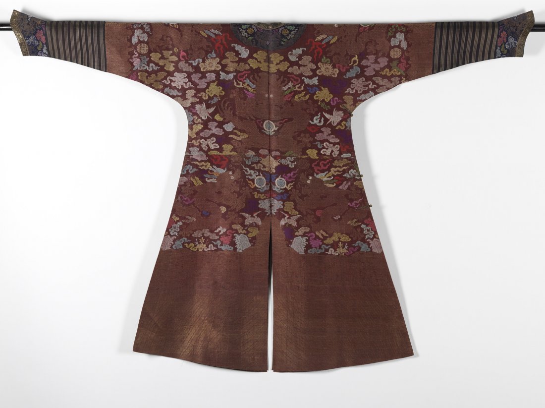 CHINESE GOLD-EMBROIDERED RED SILK DRAGON ROBE (1 of 3)