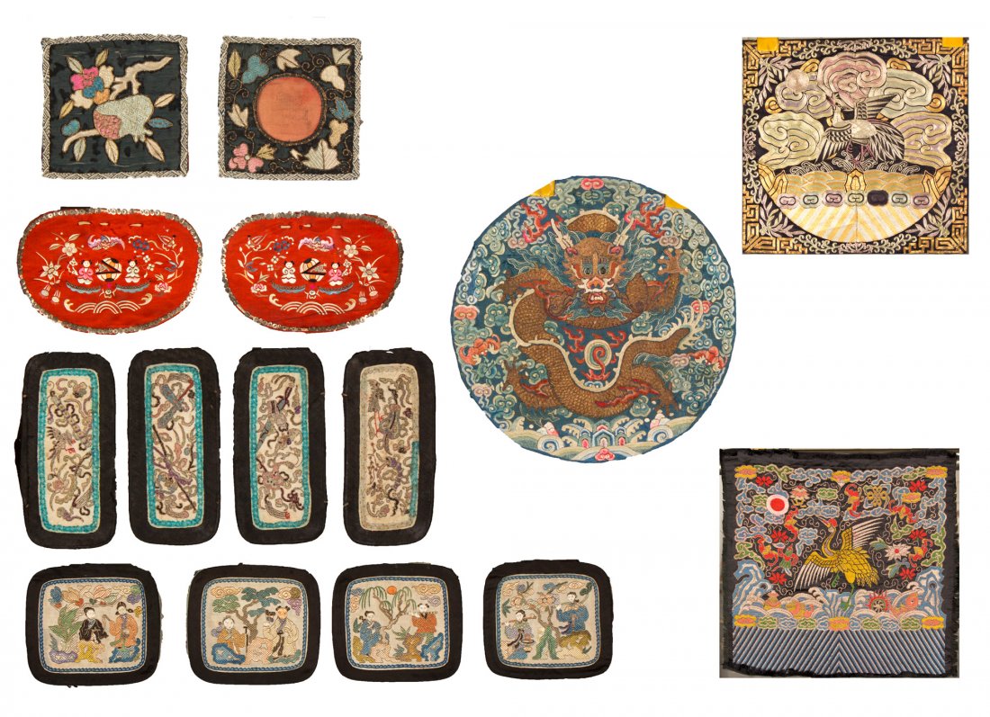 GROUP OF FOUR CHINESE EMBROIDERY PATCHES (1 of 8)