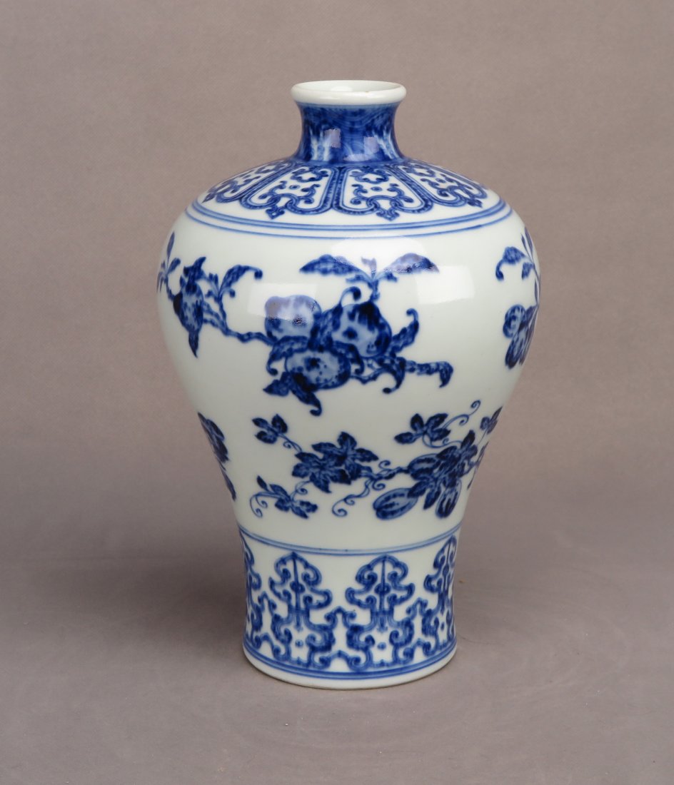 A CHINESE BLUE AND WHITE MEI PORCELAIN VASE (1 of 10)