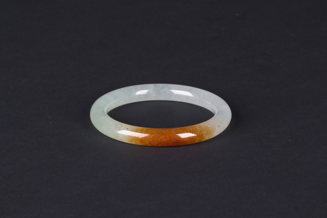 NATURAL LIGHT GREEN AND BROWNISH ORANGE JADEITE JADE (1 of 4)