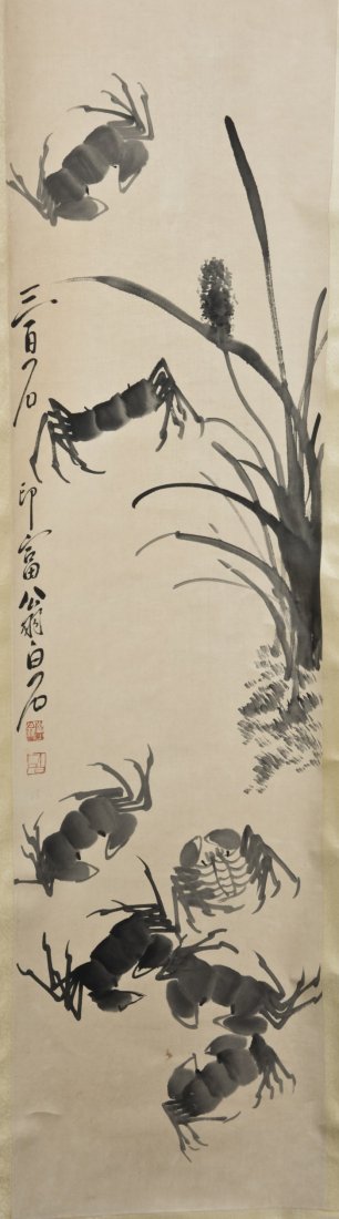 CHINESE SCROLL PAINTING OF CRABS (1 of 3)