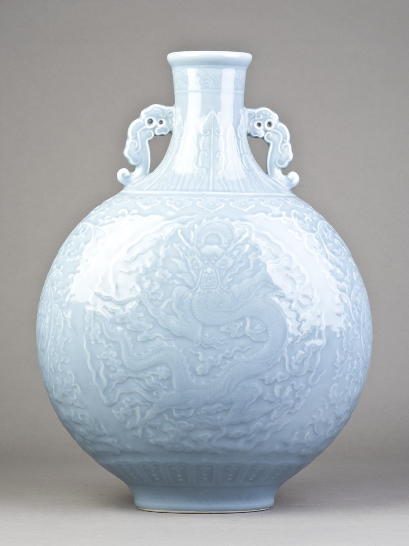 A SKYBLUE-GLAZED MOONFLASK PORCELAIN VASE (1 of 5)