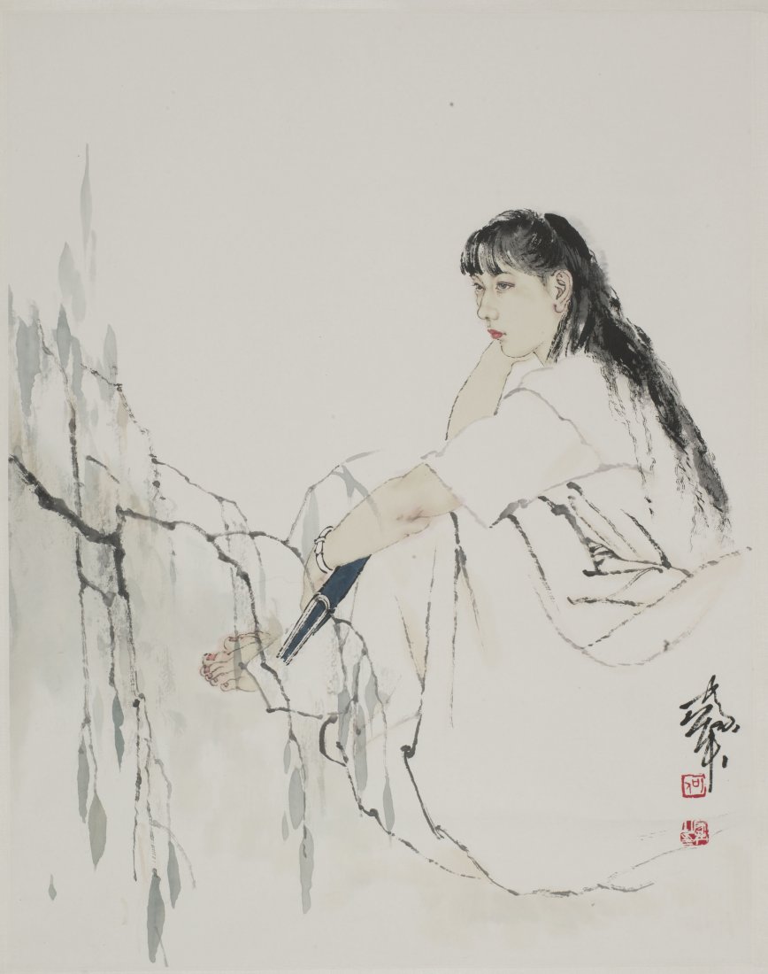 A CHINESE SCROLL PAINTING OF FIGURAL MOTIF, AFTER HE (1 of 1)