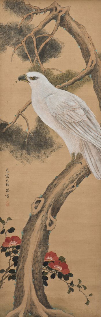 A CHINESE SCROLL PAINTING OF EAGLE MOTIF, AFTER SI YAN (1 of 5)