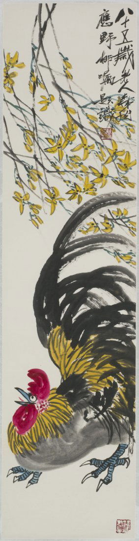 A CHINESE SCROLL PAINTING OF ROOSTER MOTIF, AFTER WANG (1 of 1)