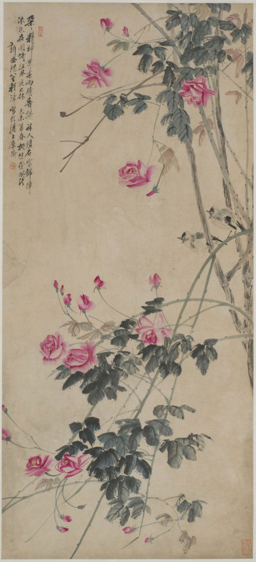 A CHINESE SCROLL PAINTING OF FLORAL MOTIF, AFTER CHENG (1 of 1)