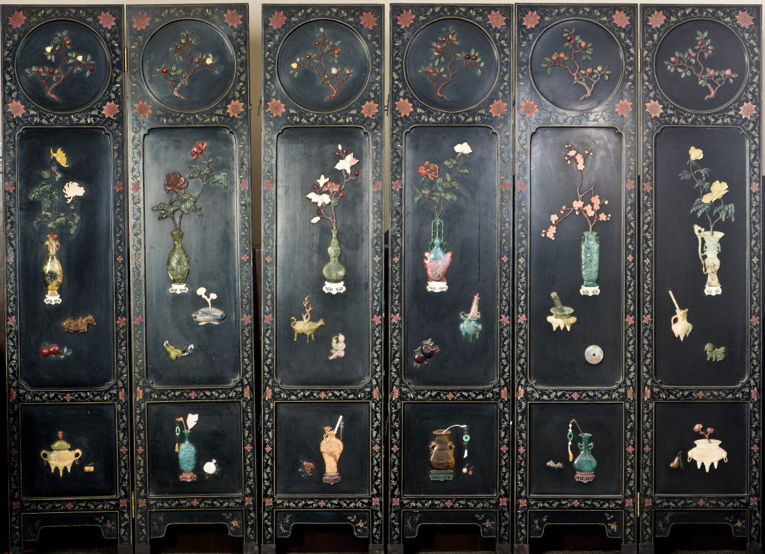 SIX HANGING SCREENS WITH JADE INLAYS (1 of 9)