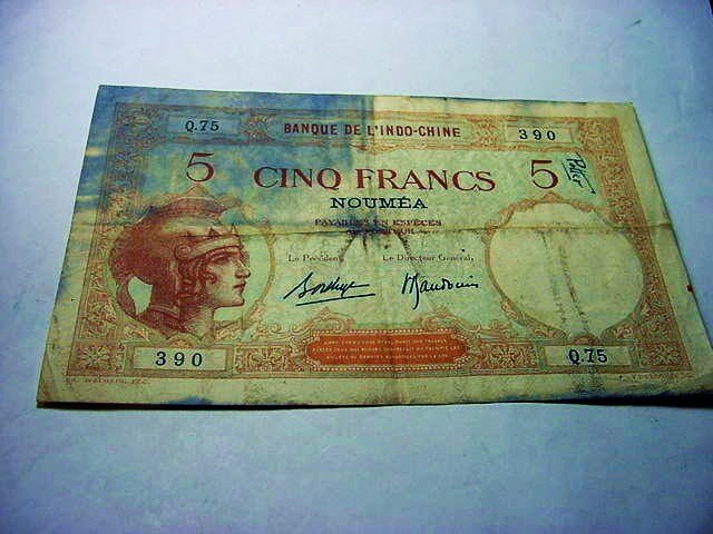 FRENCH INDO-CHINA [VIET NAM] 5 FRANCS BANK NOTE: FRENCH INDO-CHINA [VIET NAM] 5 FRANCS BANK NOTE