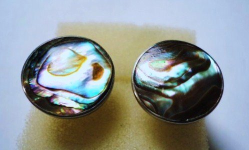 VINTAGE STERLING ABALONE EARRINGS: VINTAGE STERLING ABALONE EARRINGS