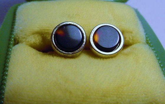 VINTAGE STERLING TORTOISE SHELL EARRINGS: VINTAGE STERLING TORTOISE SHELL EARRINGS