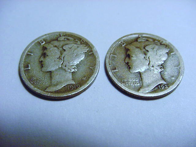 1919-D & 1929-D MERCURY DIMES: 1919-D & 1929-D MERCURY DIMES