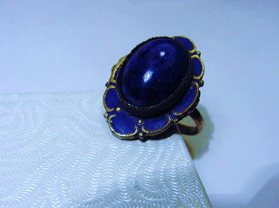 VINTAGE BLUESTONE ENAMEL RING SIZE 7.5: VINTAGE BLUESTONE ENAMEL RING SIZE 7.5
