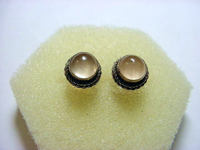 VINTAGE STERLING MOONSTONE EARRINGS: VINTAGE STERLING MOONSTONE EARRINGS