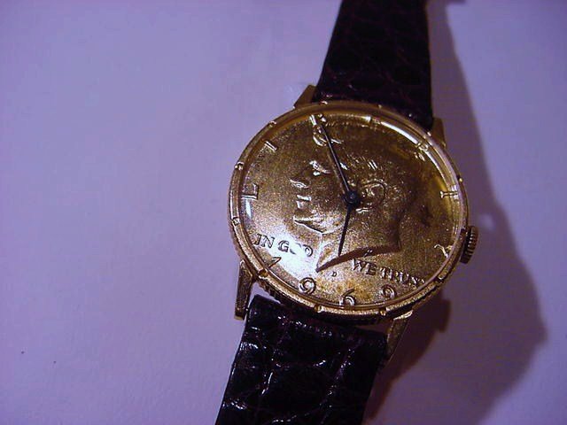 1969-D KENNEDY HALF DOLLAR WATCH ALLIGATOR BAND: 1969-D KENNEDY HALF DOLLAR WATCH ALLIGATOR BAND