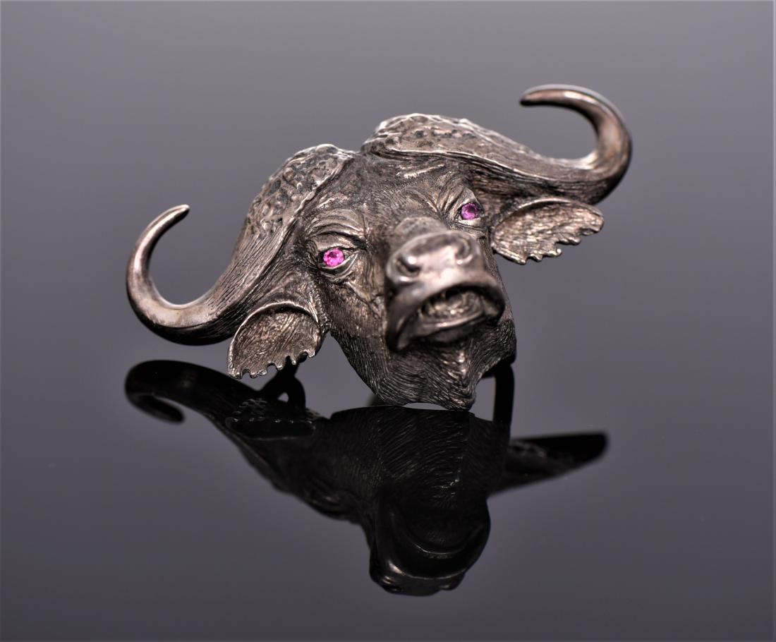 W.M. Jeffrey, Sterling Silver Buffalo Belt Bu (1 of 5)