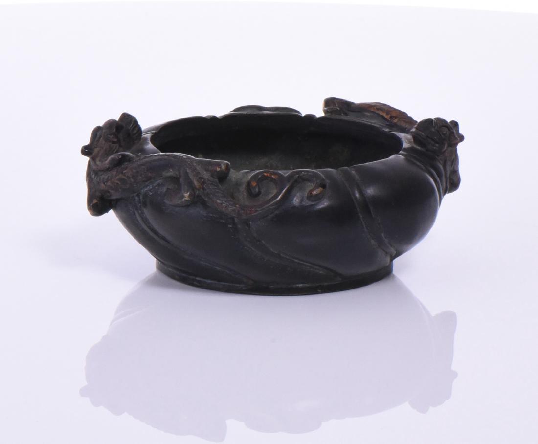 Chinese Bronze Censer Bowl Adorned With Crawl: Chinese Bronze Censer Bowl Adorned With Crawling Dragons, Qing Dynasty. Estimated more than 200 yrs old. Chinese art is visual art that, whether ancient or modern. Early "stone age art" dates back to