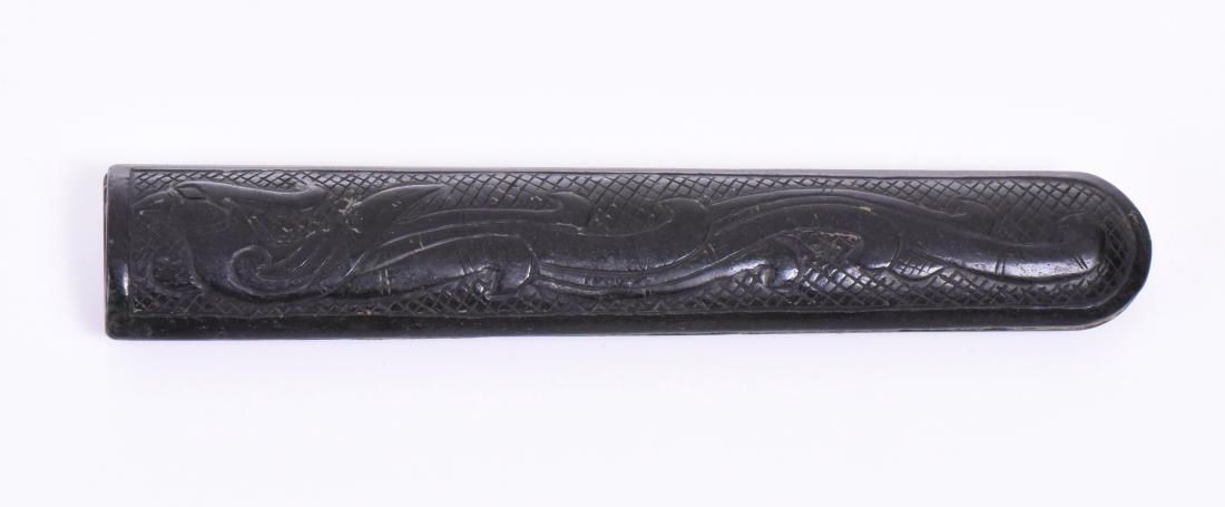 Antique Jade Dagger Sheath, Inscribed With Pe (1 of 5)