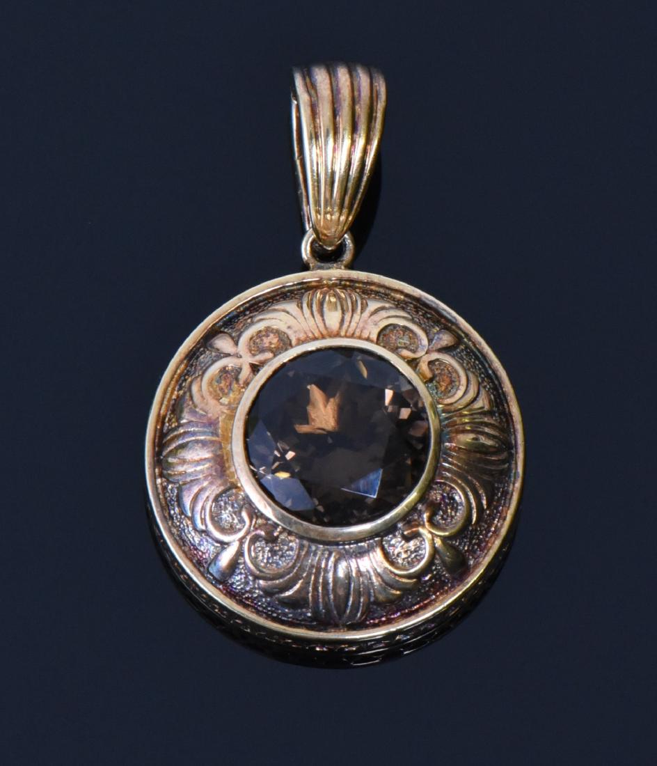 Early Victorian Smokey Quartz Circular Pendan (1 of 3)