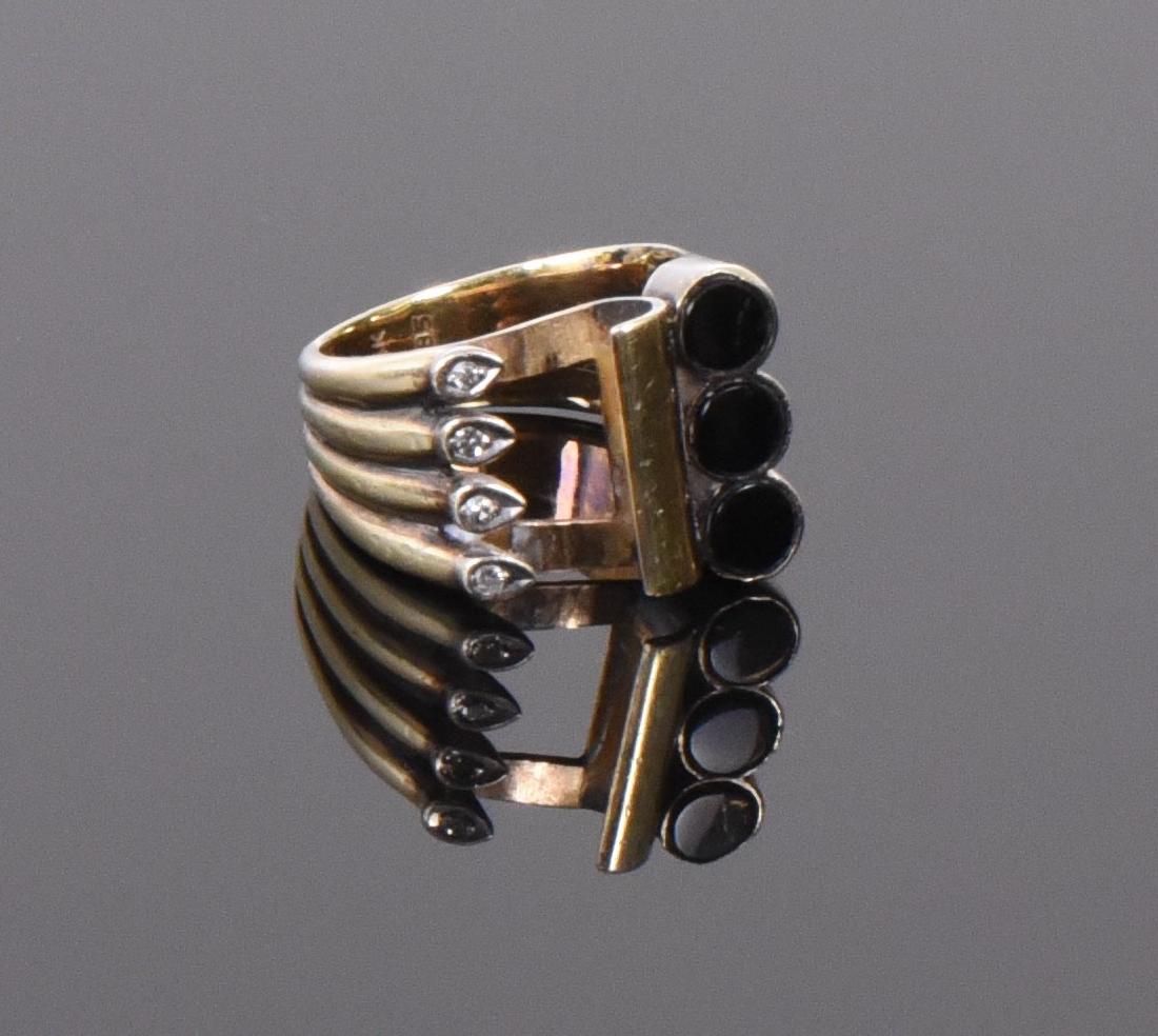 14k Gold Ring With Onyx And Diamonds.  Weight (1 of 5)