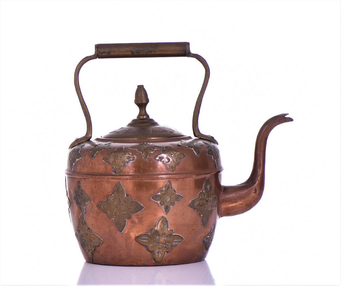 1930's Turkish Copper Teapot Hand Forged Copp (1 of 6)