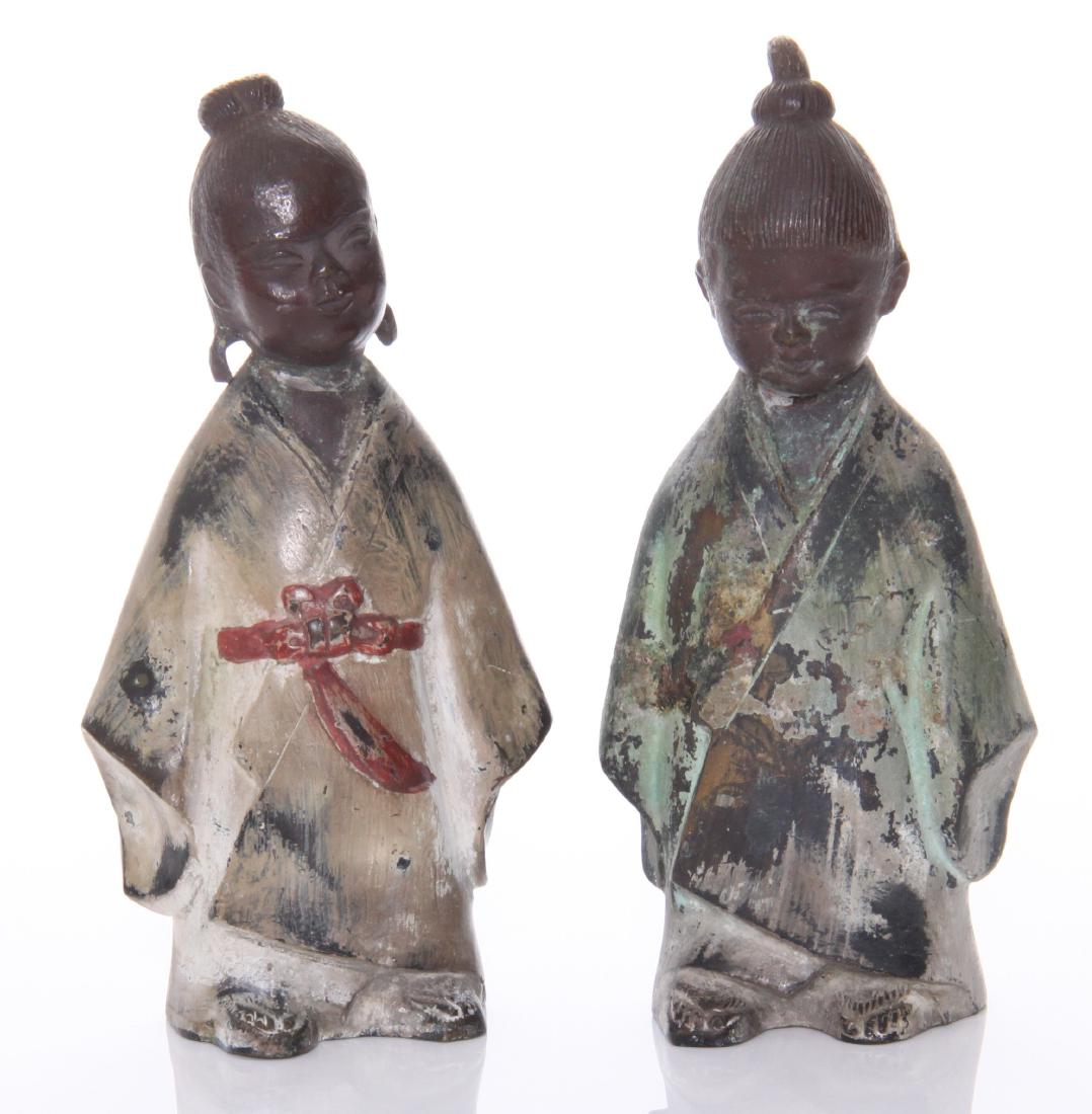 Two Antique Japanese partially polychromed br (1 of 5)