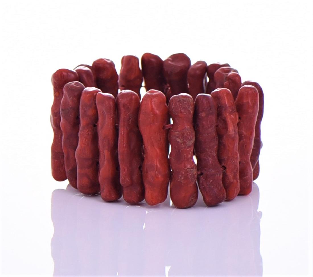 Vintage Red Coral Bracelet.  Estimated more t (1 of 5)