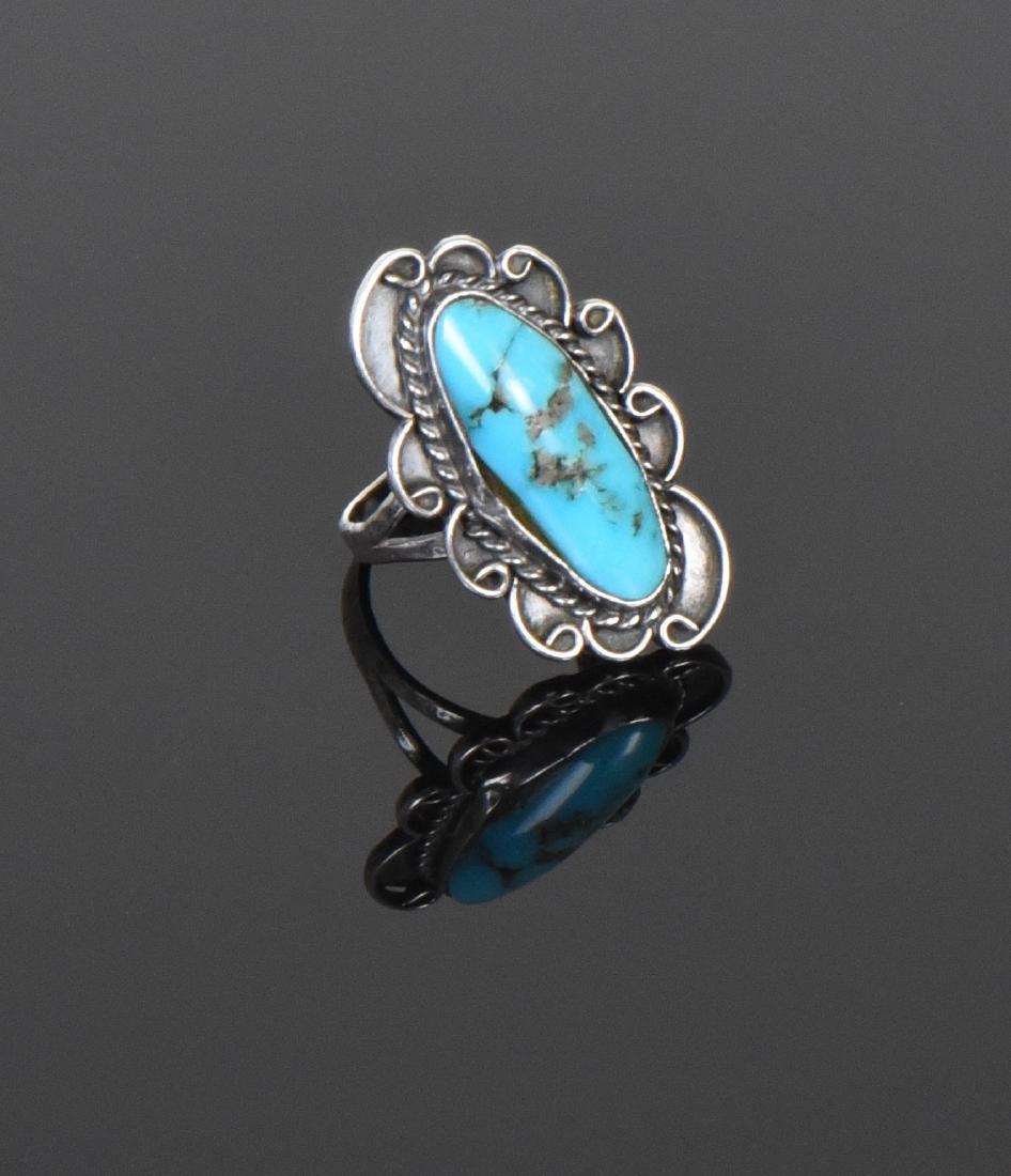 Blue Turquoise Sterling Silver Ring. Ring Siz (1 of 5)