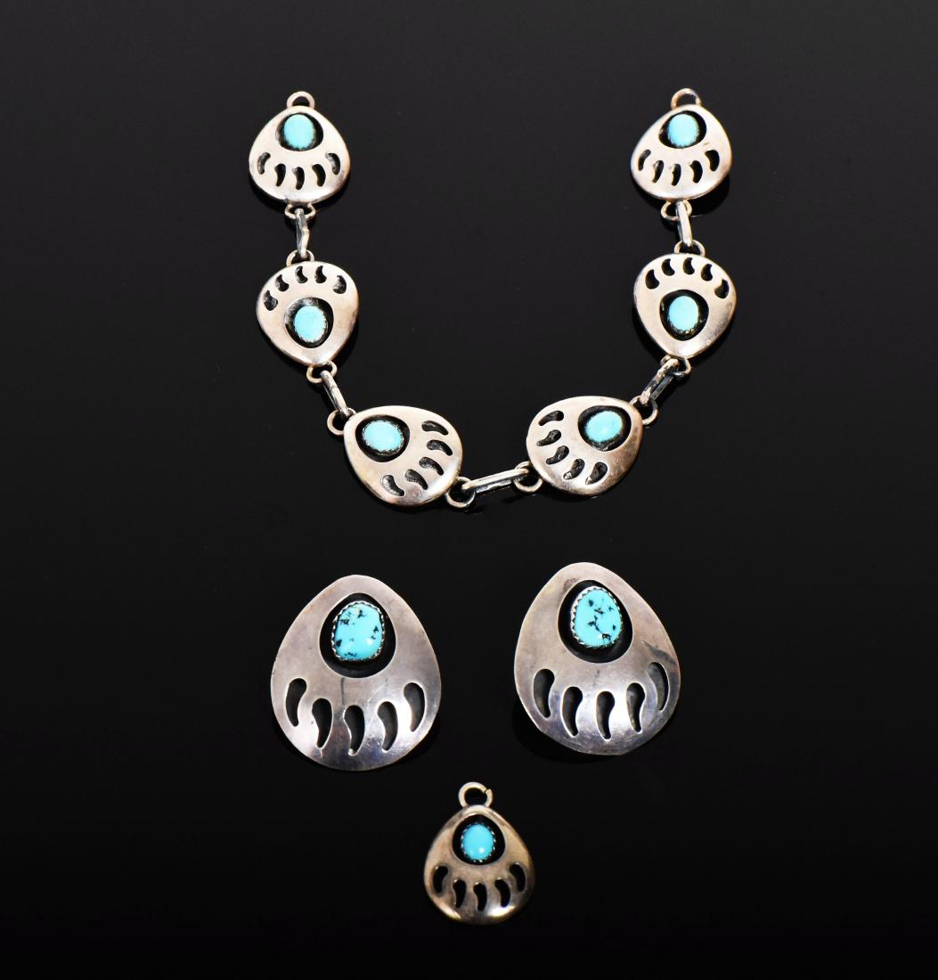 DF, Navajo, Sterling Silver Bracelet, Earring (1 of 4)