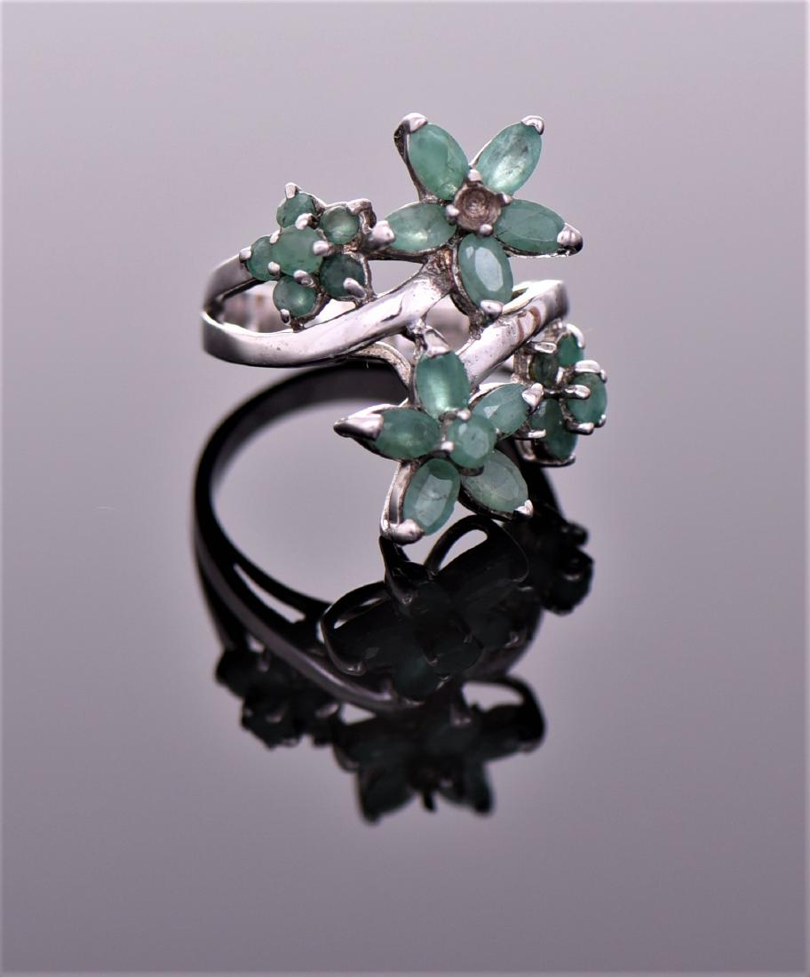 Vintage Natural Emerald Stone Flower Burst St (1 of 5)