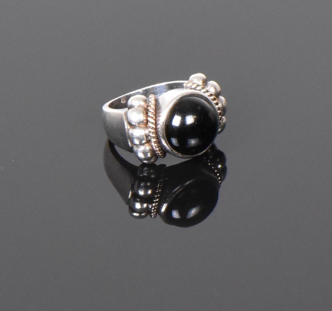 Vintage Onyx Sterling Silver Ring with 14k Go (1 of 5)
