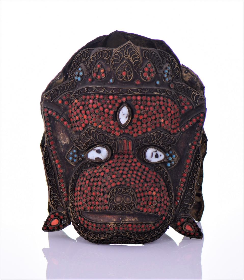 Rare Tibetan Monkey Mask Decorated And Inlaid (1 of 4)