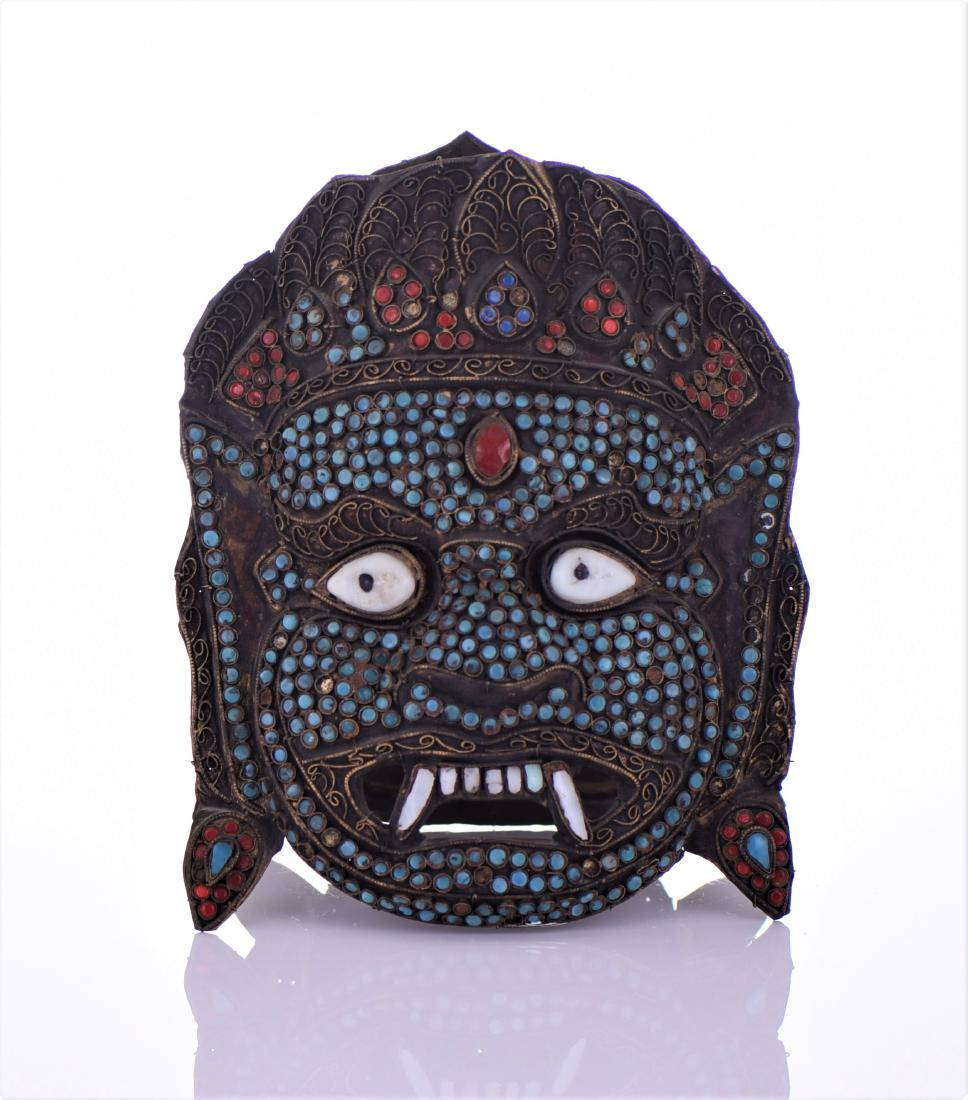 Rare Tibetan God of Death Mask Decorated And (1 of 4)