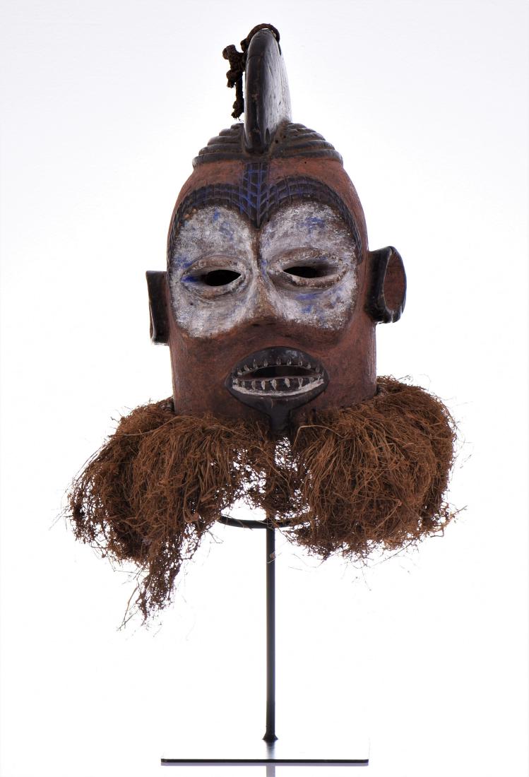 African Suku Wood Helmet Dancing Mask, Congo with (1 of 8)