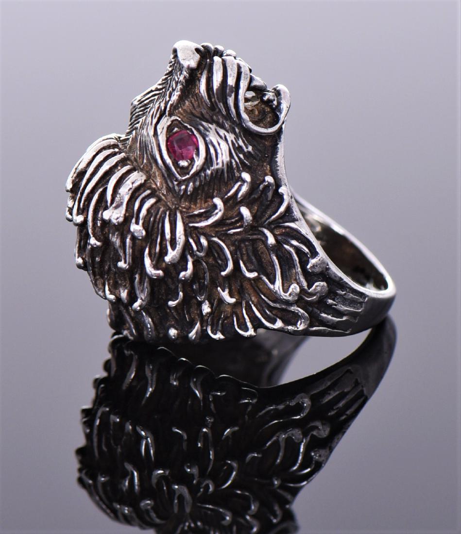 Vintage French Sterling Silver Lion Head Ring With (1 of 8)