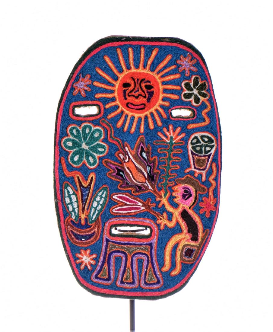 Mexican Woven Fabric and Wood Mask. Very colorful (1 of 3)