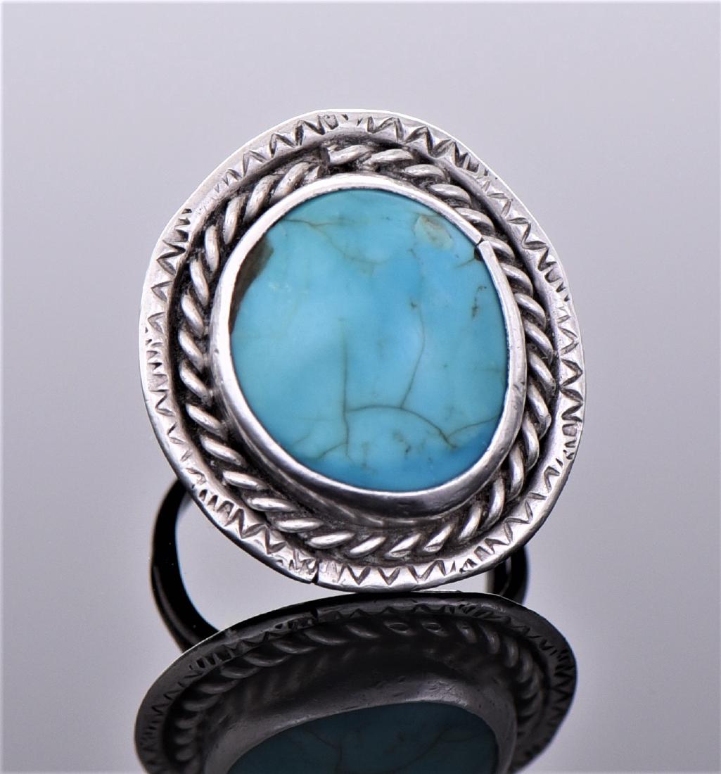 Native American Blue Turquoise Sterling Silver Rin (1 of 6)
