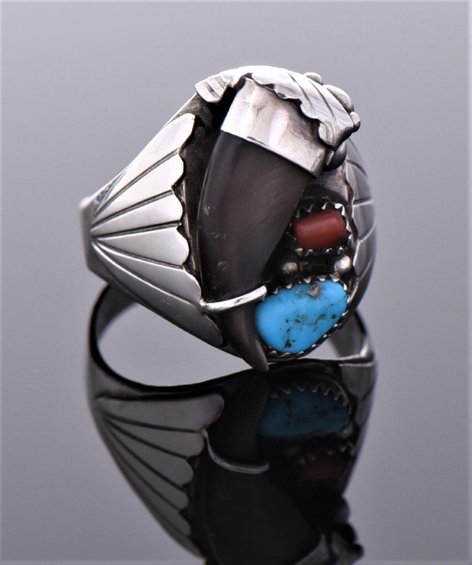 ES, Sterling Silver Navajo Bear Claw Turquoise And (1 of 6)