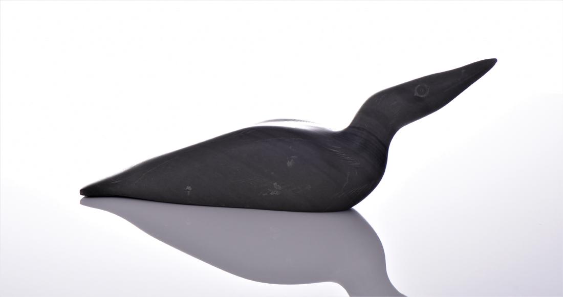 Inuit soapstone duck by Betsy Meeko, aka kowkalook: Inuit soapstone duck by Betsy Meeko, aka kowkalook, born 1943 in sanikiluaq community. she has exhibited for Canadian guild of crafts Quebec, Winnipeg art gallery, Robertson & Newman galleries. this s