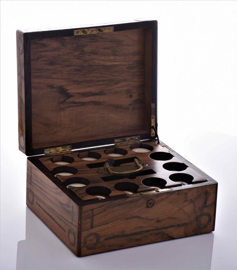 Vintage Clay Poker Chips With Swastika (Pre-Nazi,: Vintage Clay Poker Chips With Swastika (Pre-Nazi, Religious Sign) In Original Wood Box. There are 66 Red chips, 66 blue chips and 138 white chips in this set. The Swastika was used at least 5,000 year