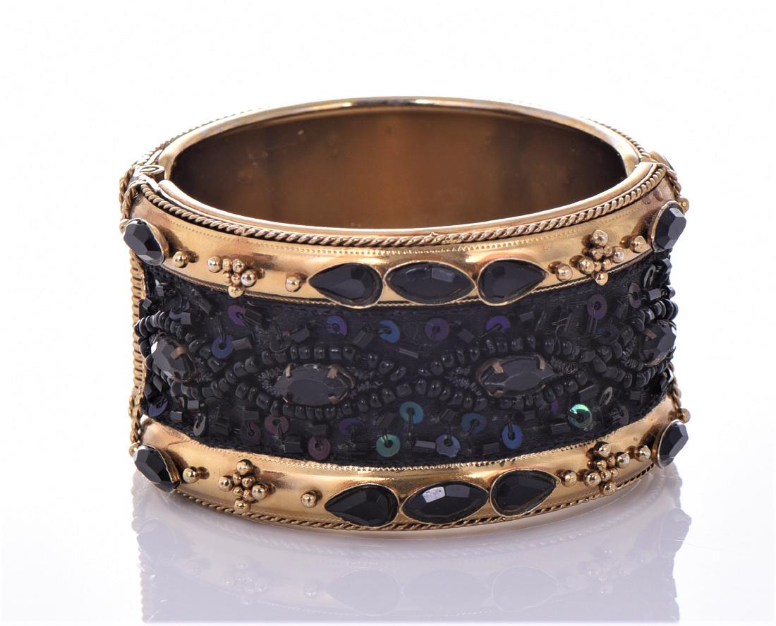 Vintage Gold Tone/Plated Spring Bangle Decorated W (1 of 5)