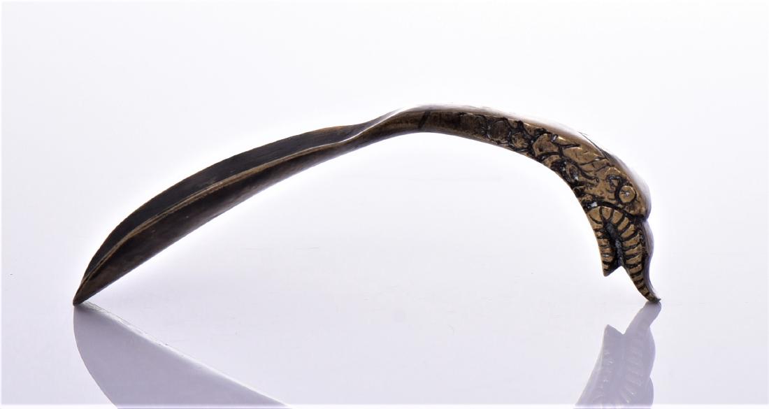 Antique Brass Snake Head Shoe Horn. Estimated more: Antique Brass Snake Head Shoe Horn. Estimated more than 100 yrs. old. Size and/or Weight: See Measurement Photo. (Photos Represent The Lot Condition, Pangaea Auctions)